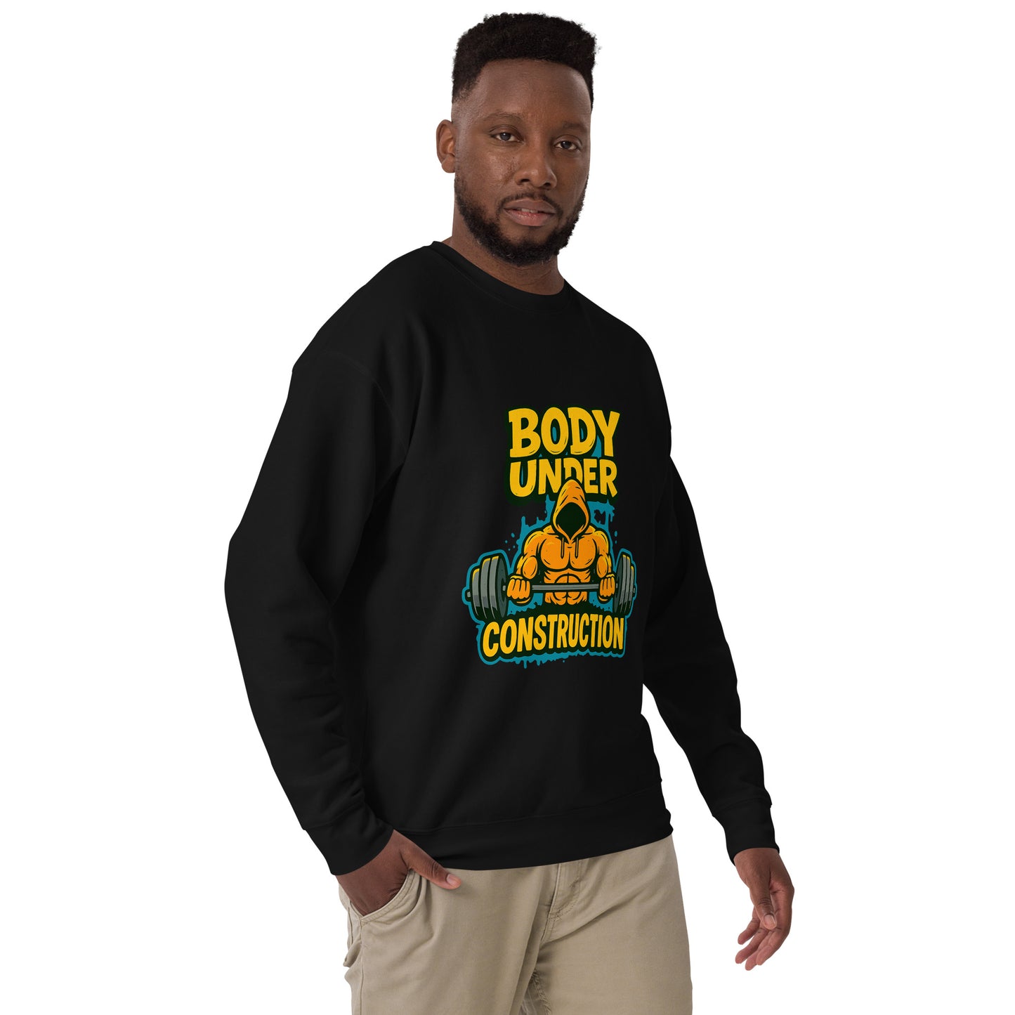Body Under Construction sweatshirt UK – motivational gym sweatshirt with bold print