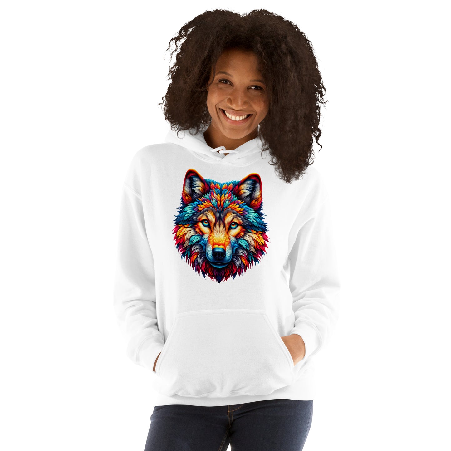 Graphic hoodie with wolf artwork – stylish unisex UK clothing