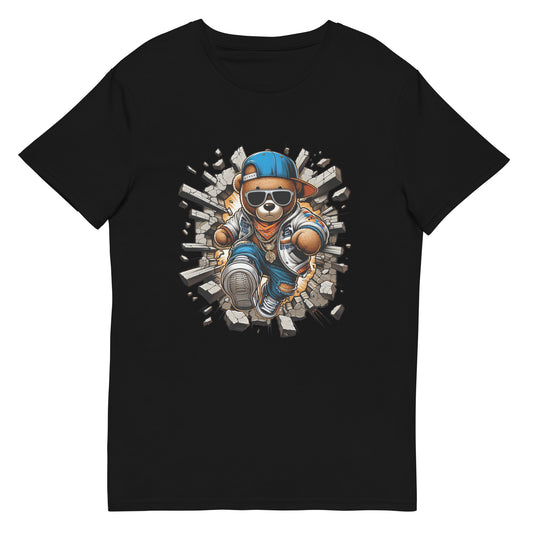 Hip Hop Teddy Bear streetwear t shirt breaking wall graffiti style design DTF print