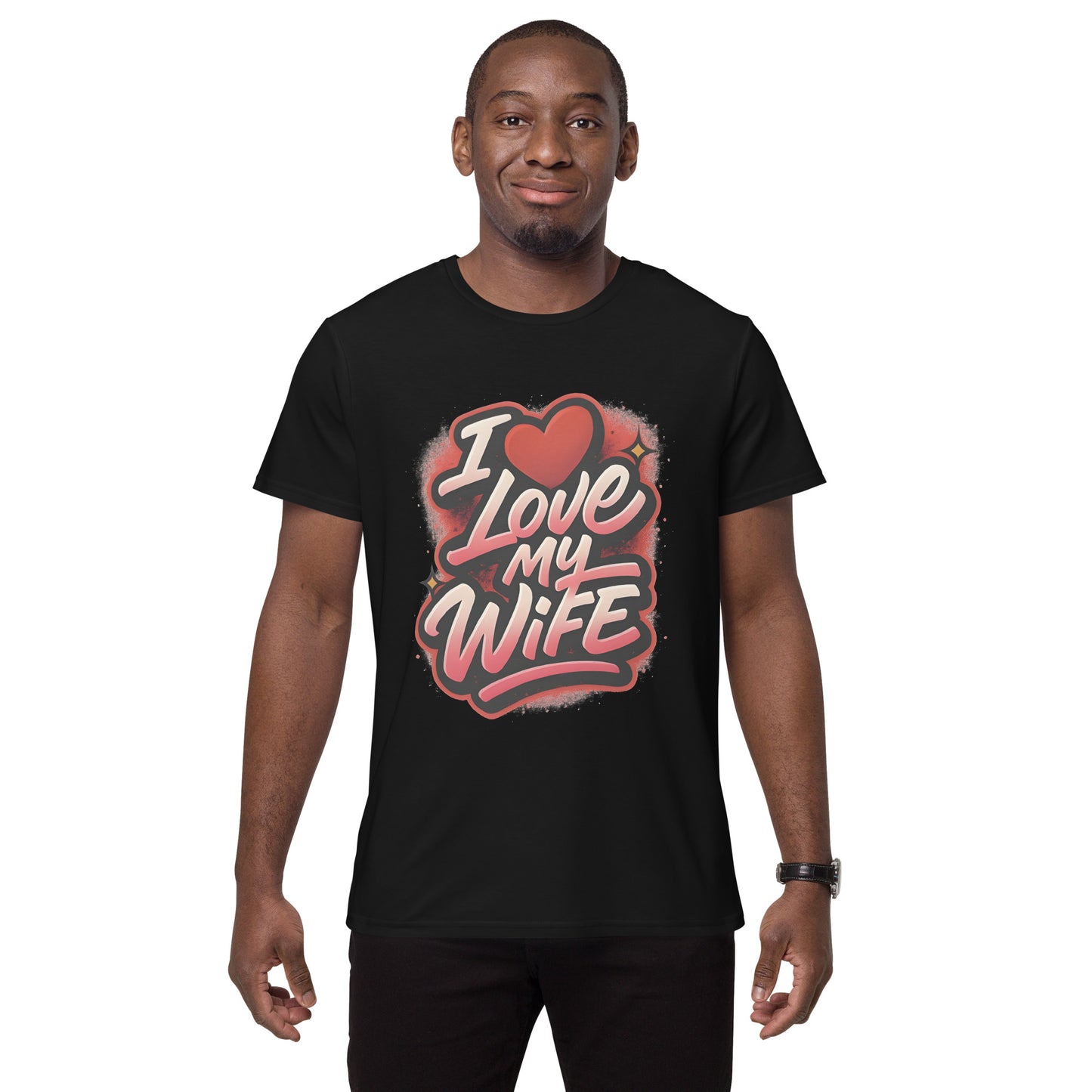 I Love My Wife novelty t shirt with bold heart design perfect for gifting DTF print