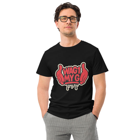 WAG1 My G T-Shirt red and black dripping streetwear graphic front view