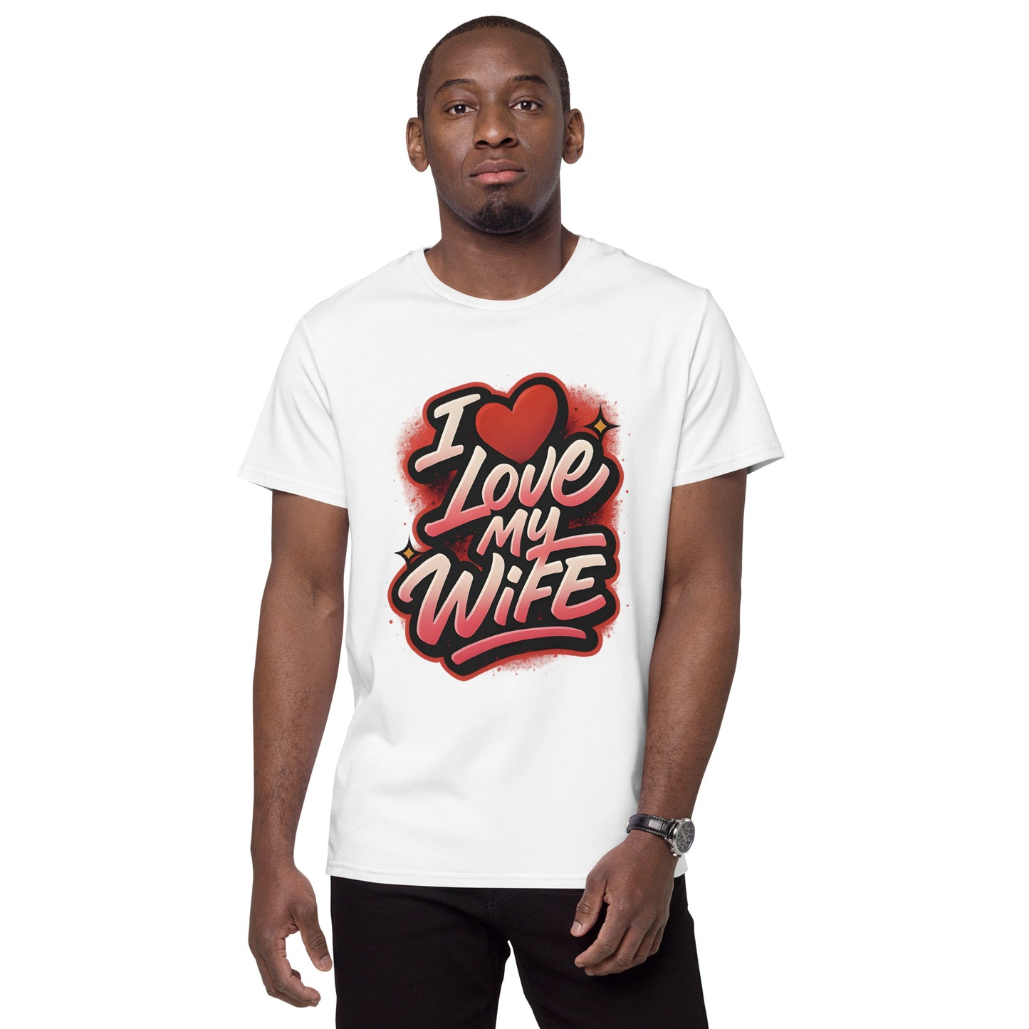 I Love My Wife novelty t shirt with bold heart design perfect for gifting DTF print