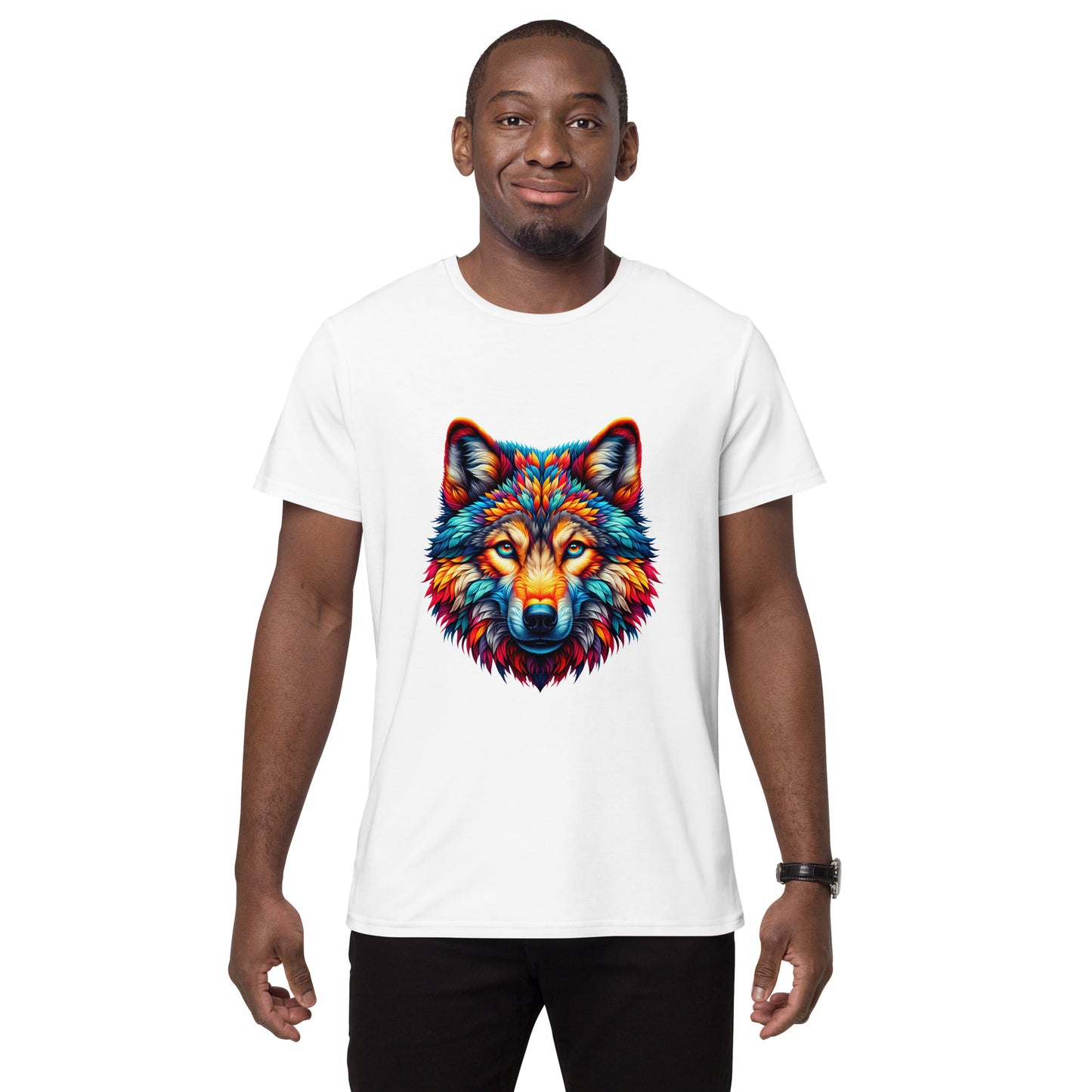 Colourful graffiti wolf head t-shirt design
