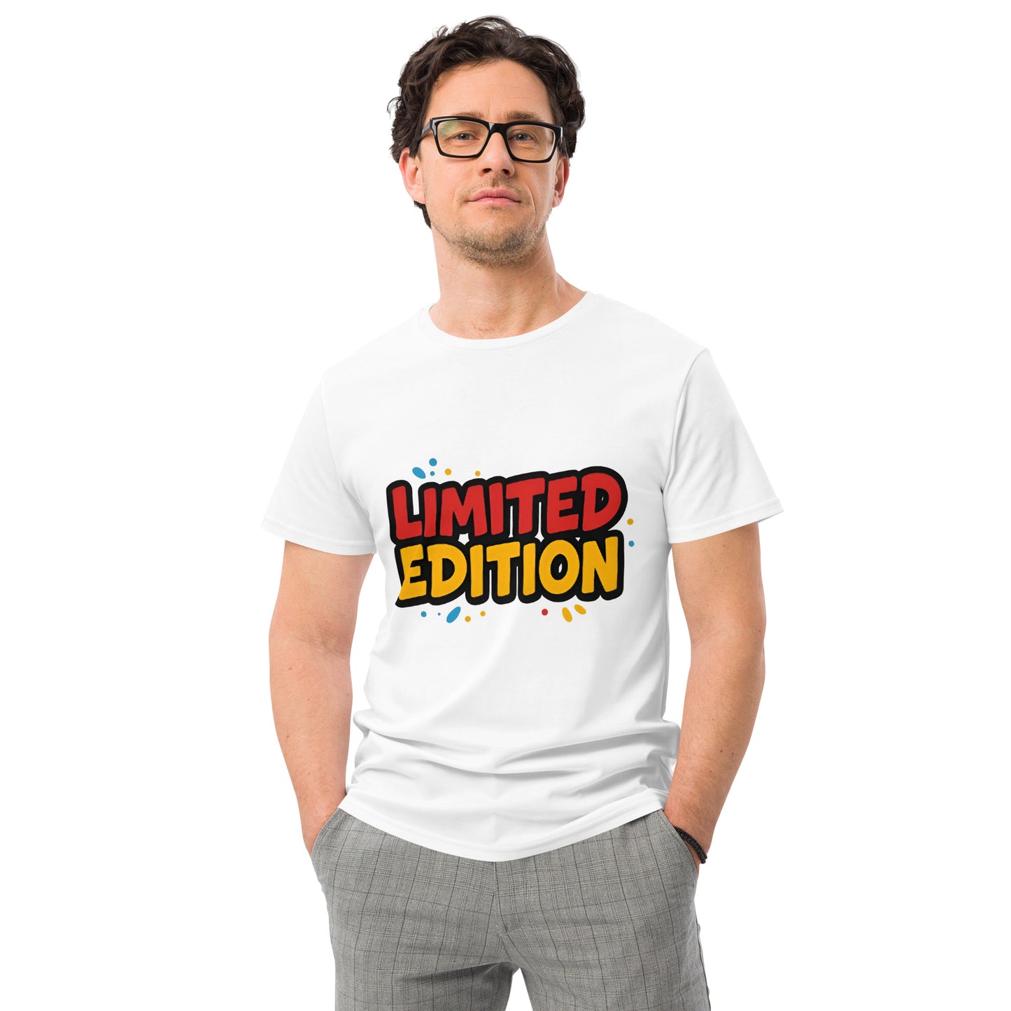Exclusive limited edition graphic t-shirt with bold red and yellow DTF print design