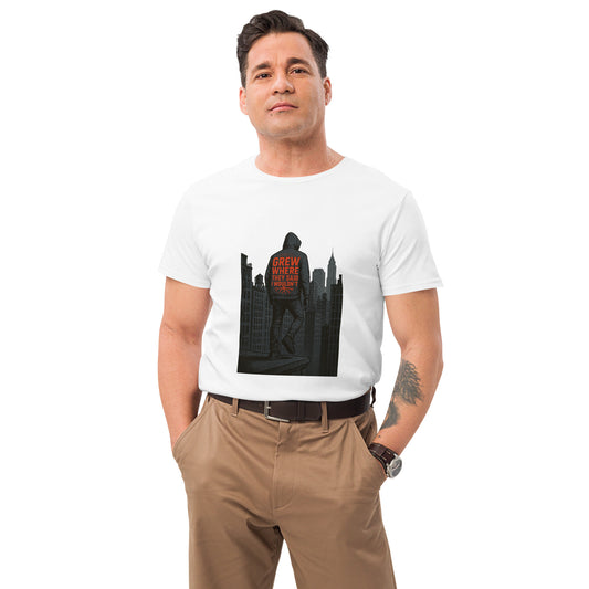 Grew Where They Said I Wouldn’t inspirational graphic t shirt in urban streetwear style with bold red lettering DTF print