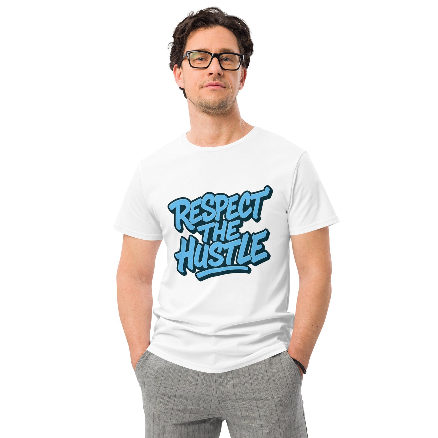 Streetwear respect the hustle t-shirt print on white tee