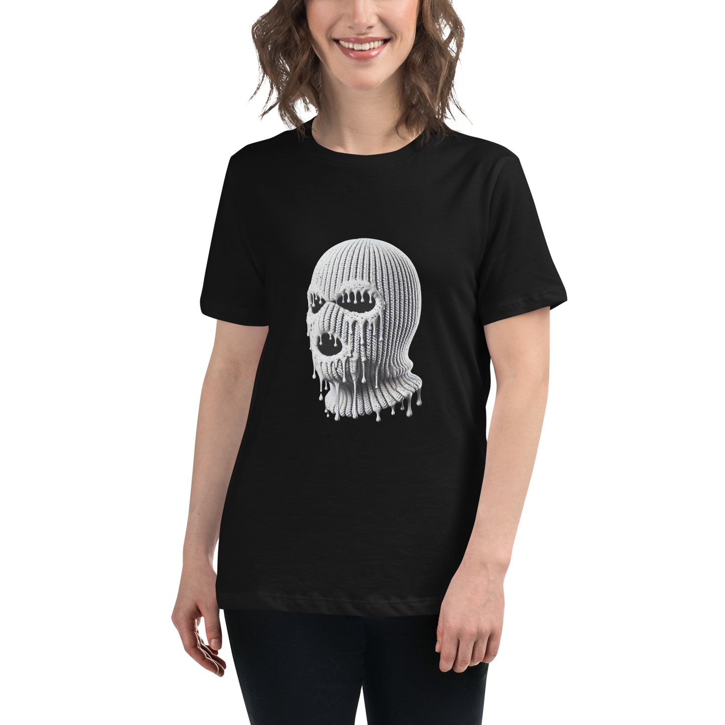 Melting ski mask skull graphic with edgy streetwear design