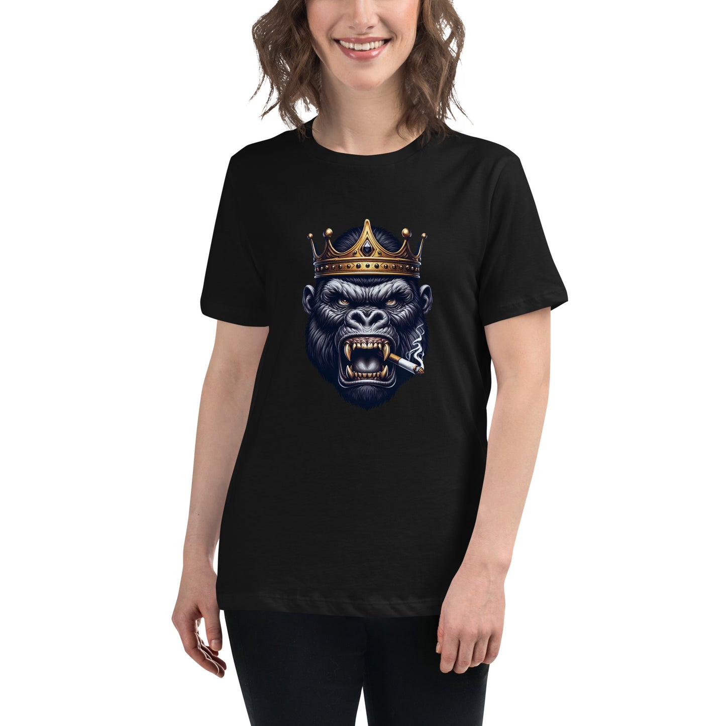Crowned gorilla graphic with cigar and gold crown