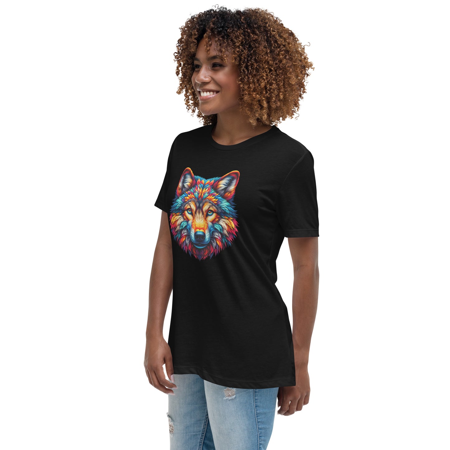 Colourful graffiti wolf head t-shirt design