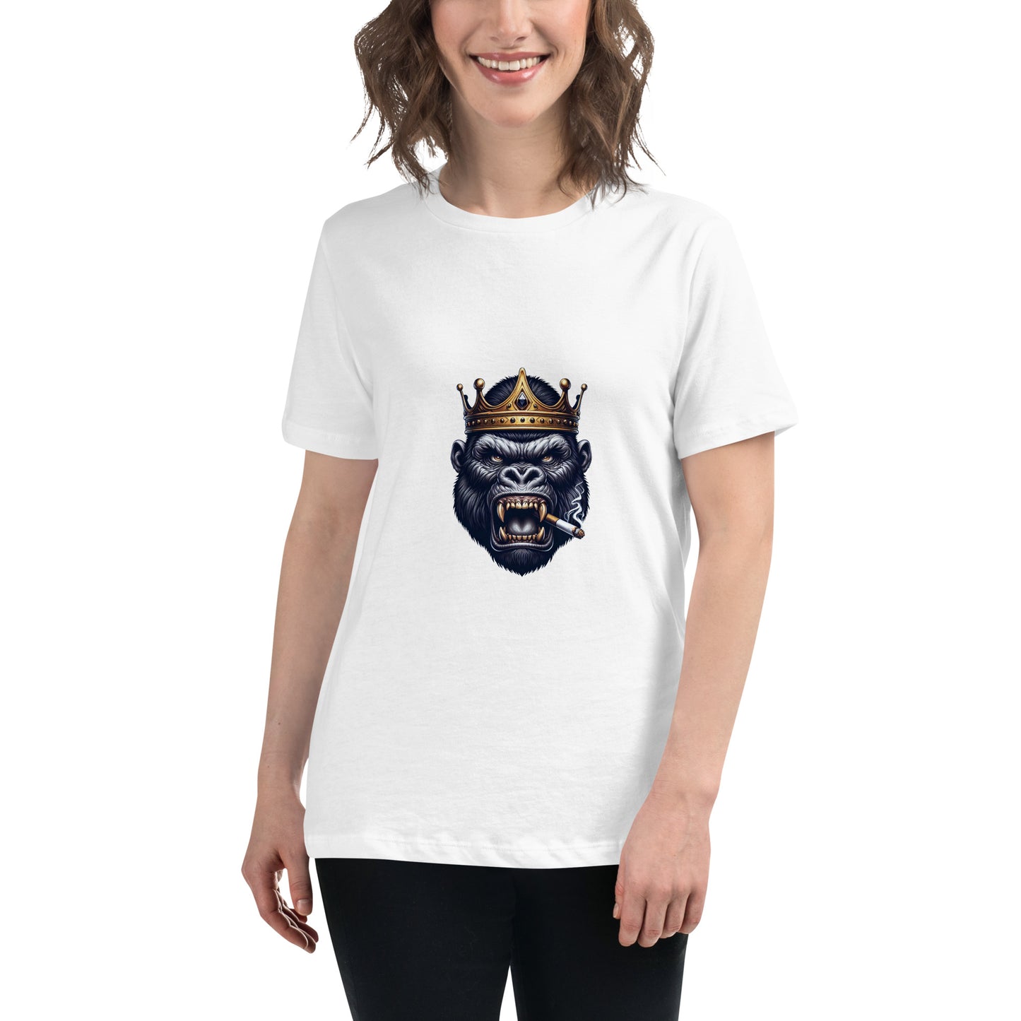 Crowned gorilla graphic with cigar and gold crown
