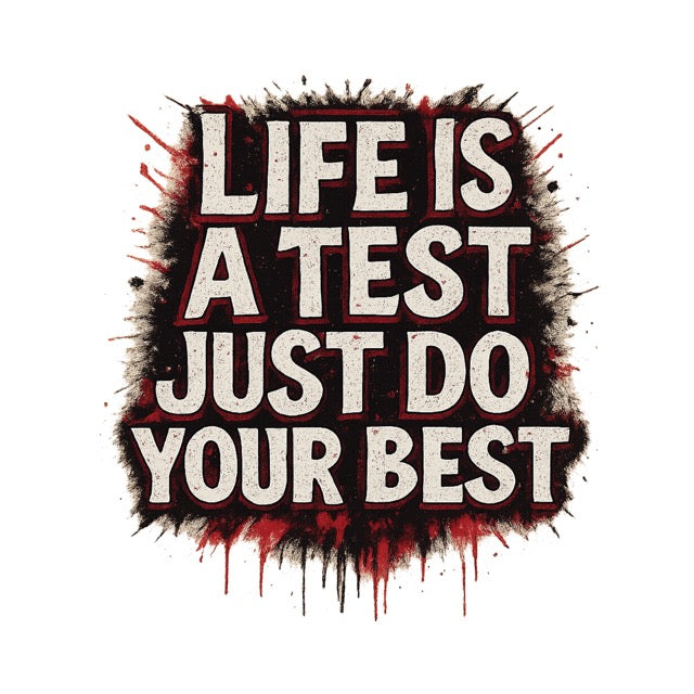 Inspirational t-shirt saying “Life is a test just do your best”


