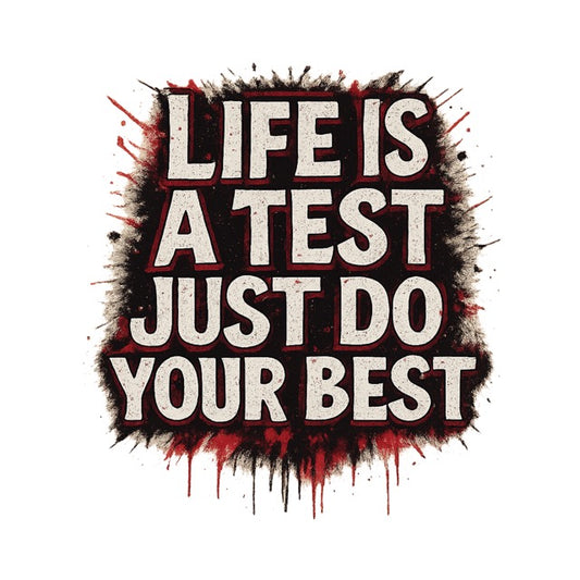 Inspirational t-shirt saying “Life is a test just do your best”

