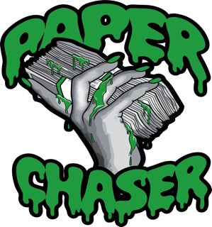 Paper Chaser T-Shirt with Money Graphic in Green Drip Font – Premium Cotton Tee

