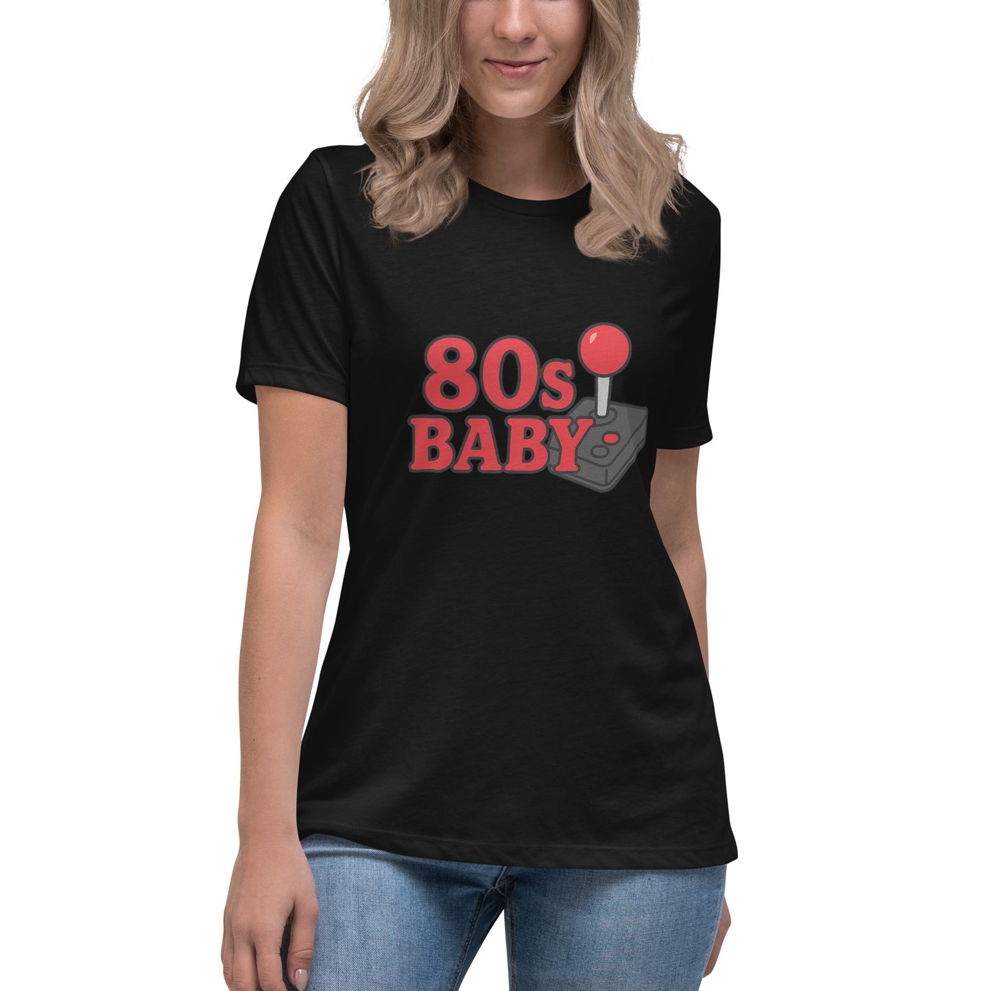 80s Baby T shirt design featuring a retro gaming joystick graphic, perfect for vintage gamer apparel, 80s themed clothing and nostalgic arcade style printed with high quality DTF printing UK