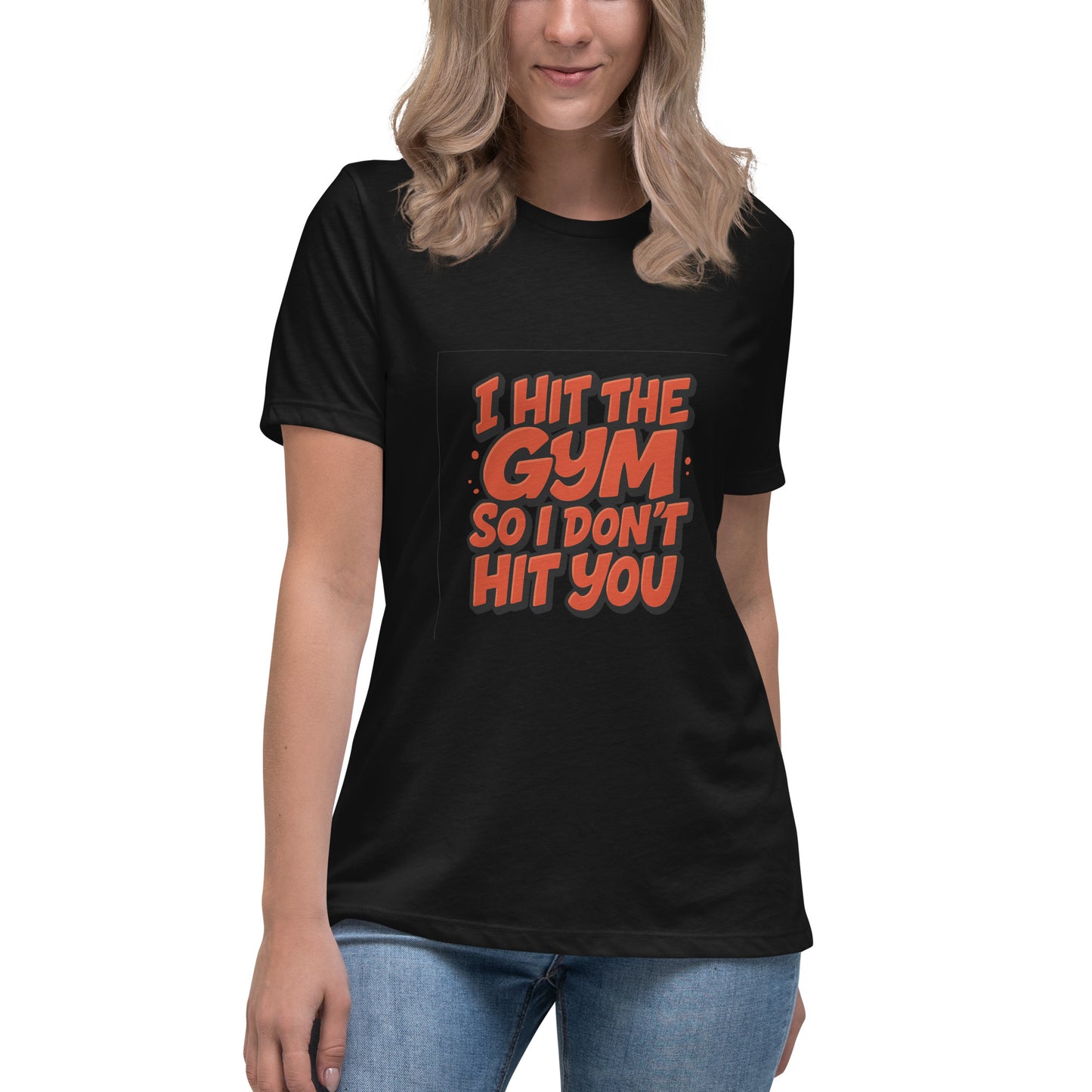 I Hit The Gym So I Don’t Hit You T shirt design with bold red comic lettering, perfect for funny gym apparel, fitness humour clothing and custom DTF printing UK