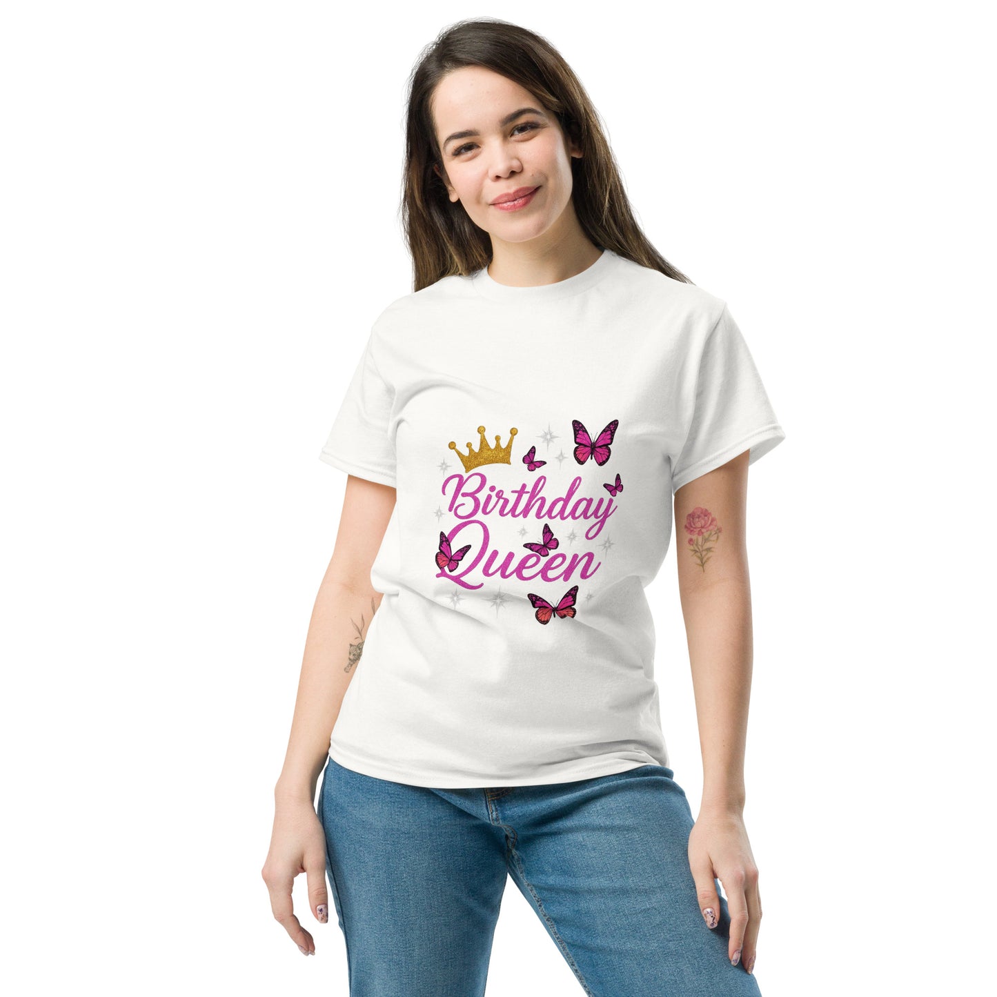 butterfly birthday slogan t shirt graphic