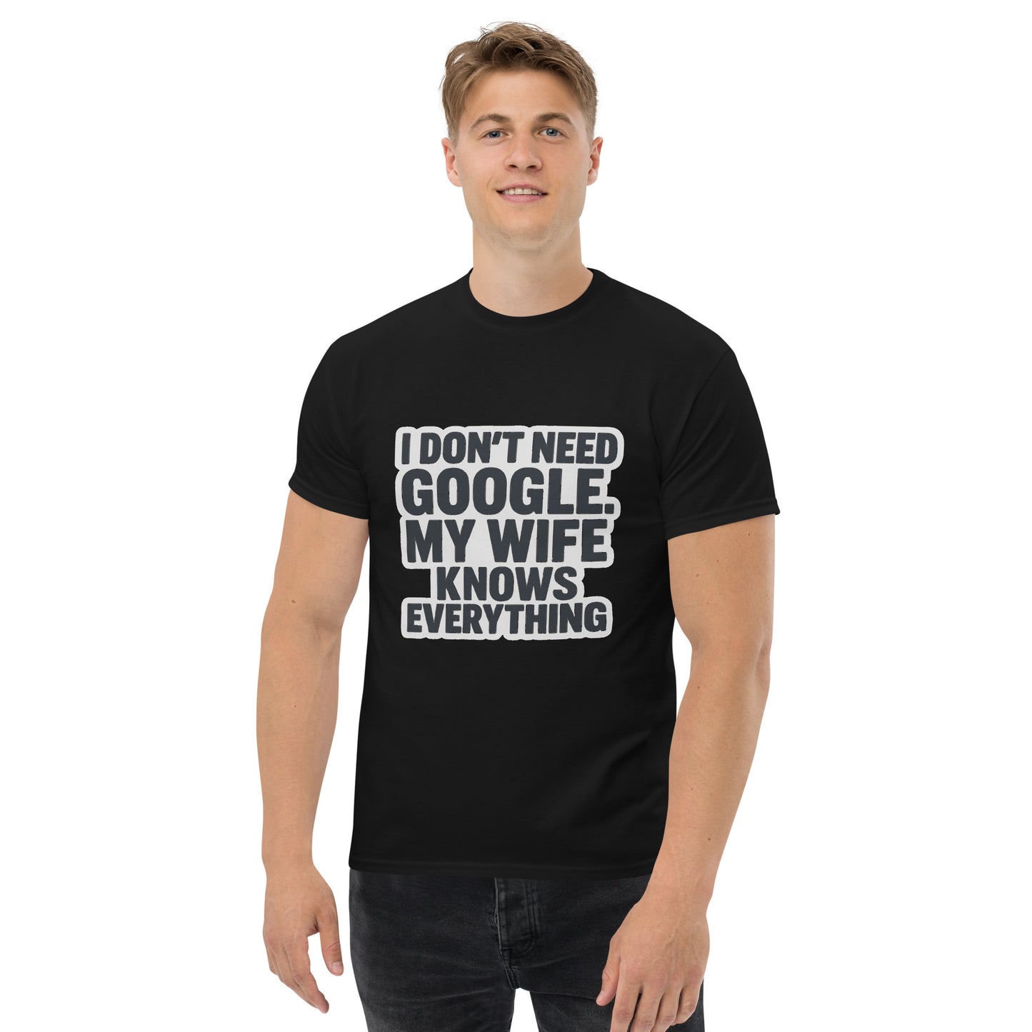 Funny wife Google quote graphic design with bold lettering for a humorous T-shirt.