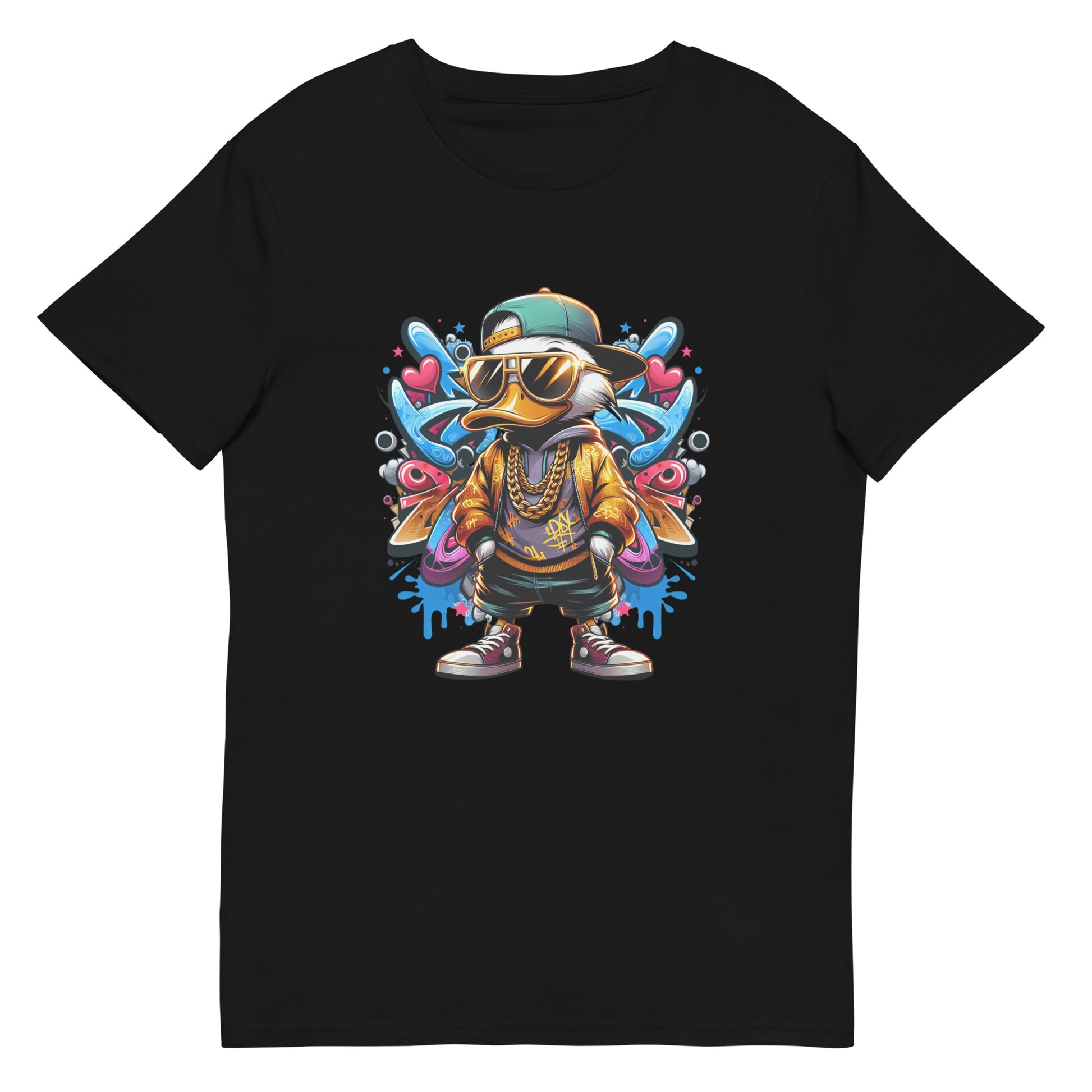 graffiti duck holding baseball bat cartoon streetwear t-shirt design urban artwork


