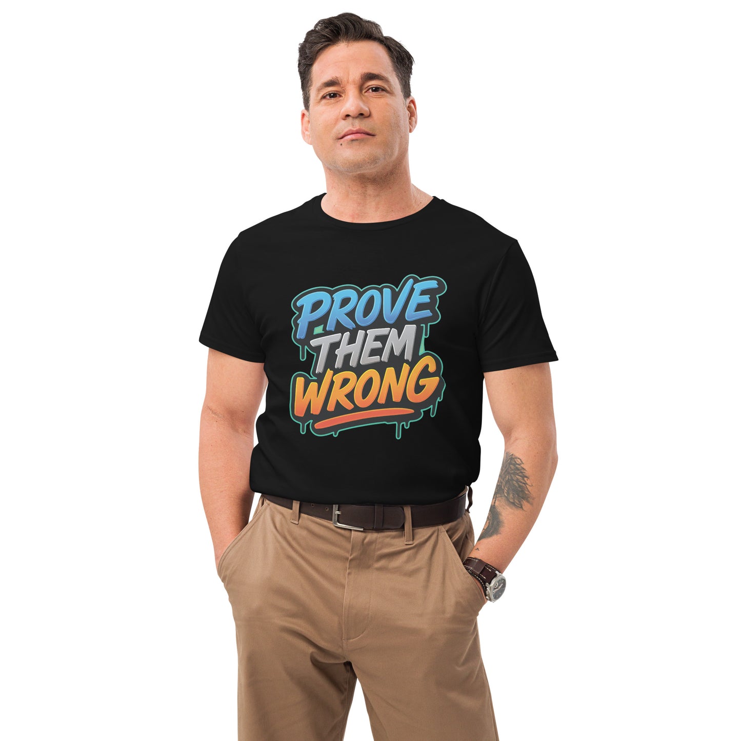 Graffiti-style text design that says Prove Them Wrong in bold colours

