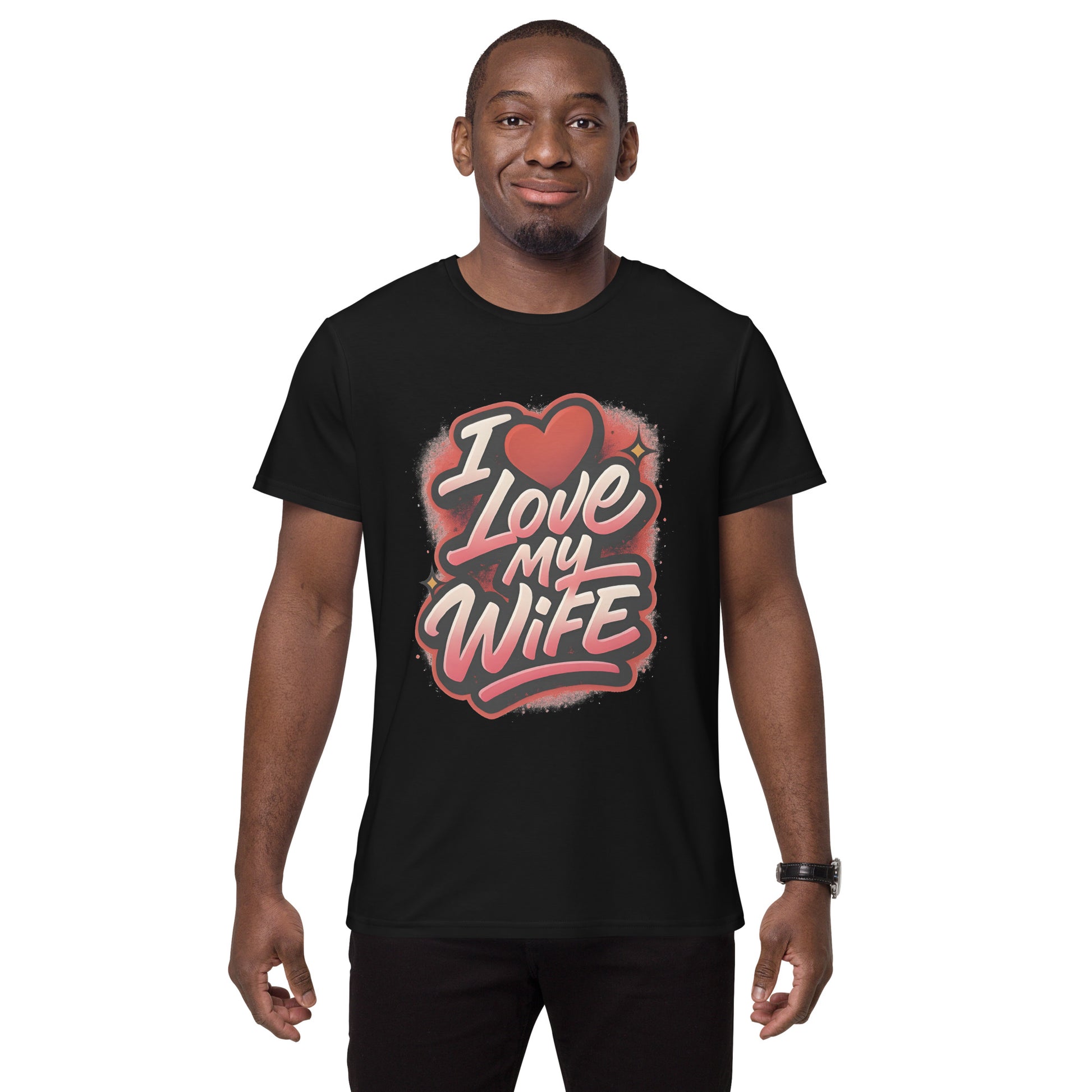 I Love My Wife novelty t shirt with bold heart design perfect for gifting DTF print