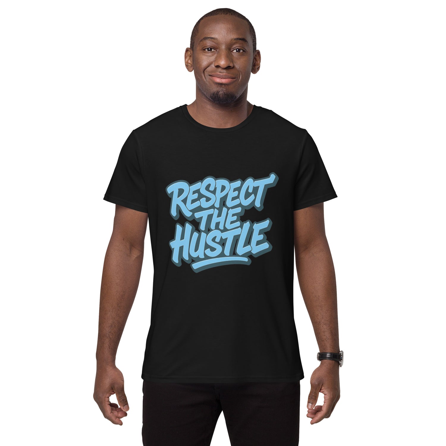 Streetwear respect the hustle t-shirt  print on black tee