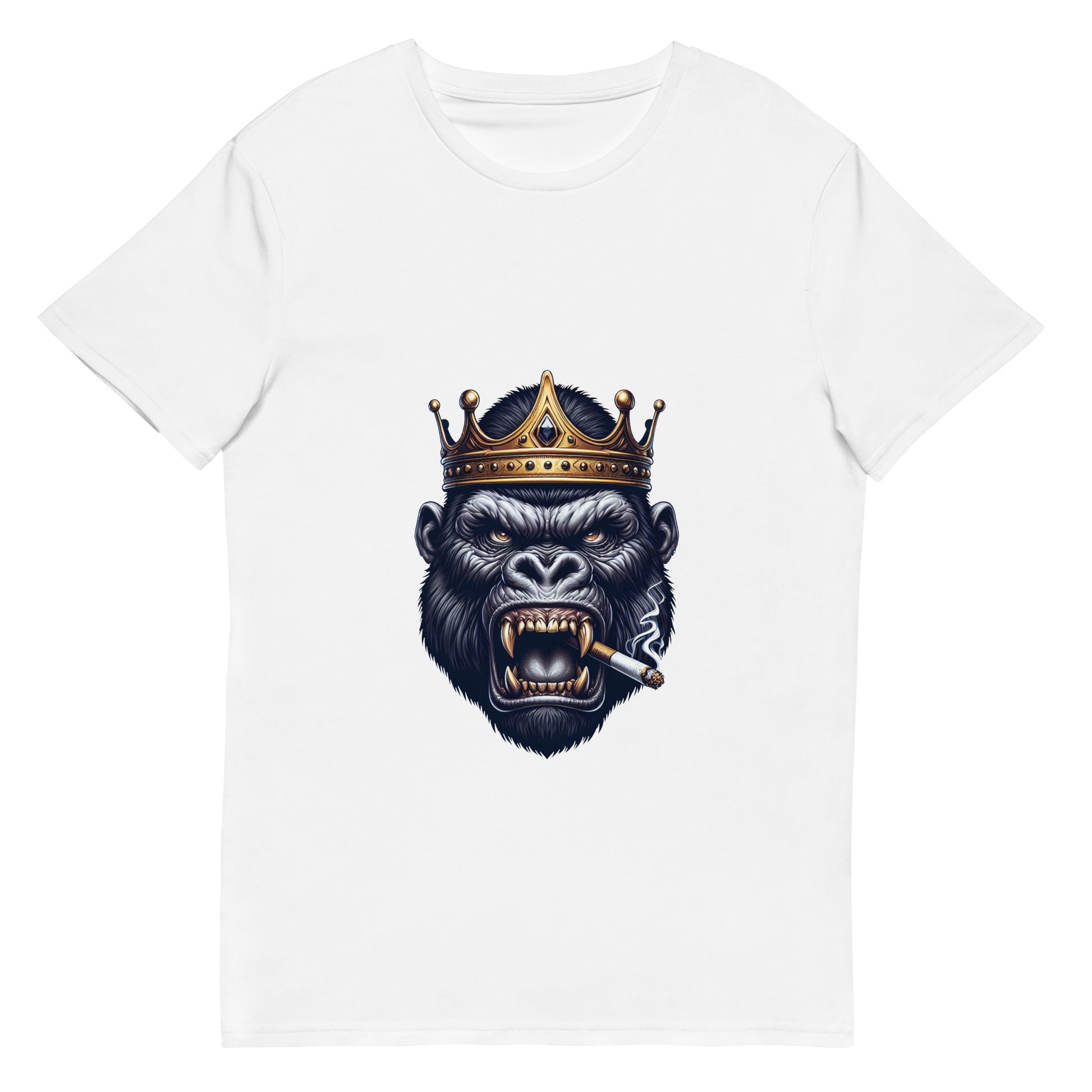 Crowned gorilla graphic with cigar and gold crown



