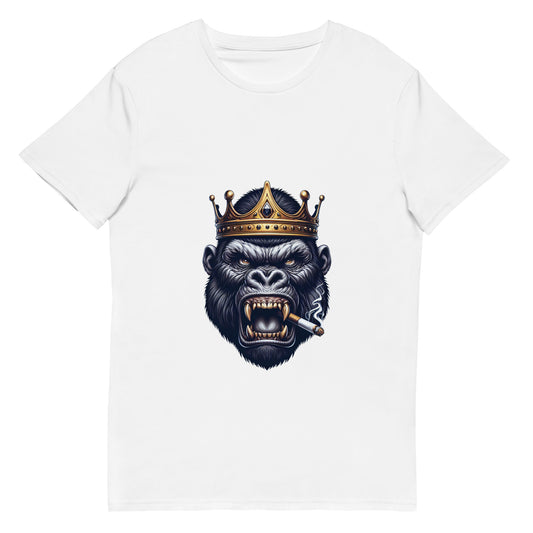 Crowned gorilla graphic with cigar and gold crown


