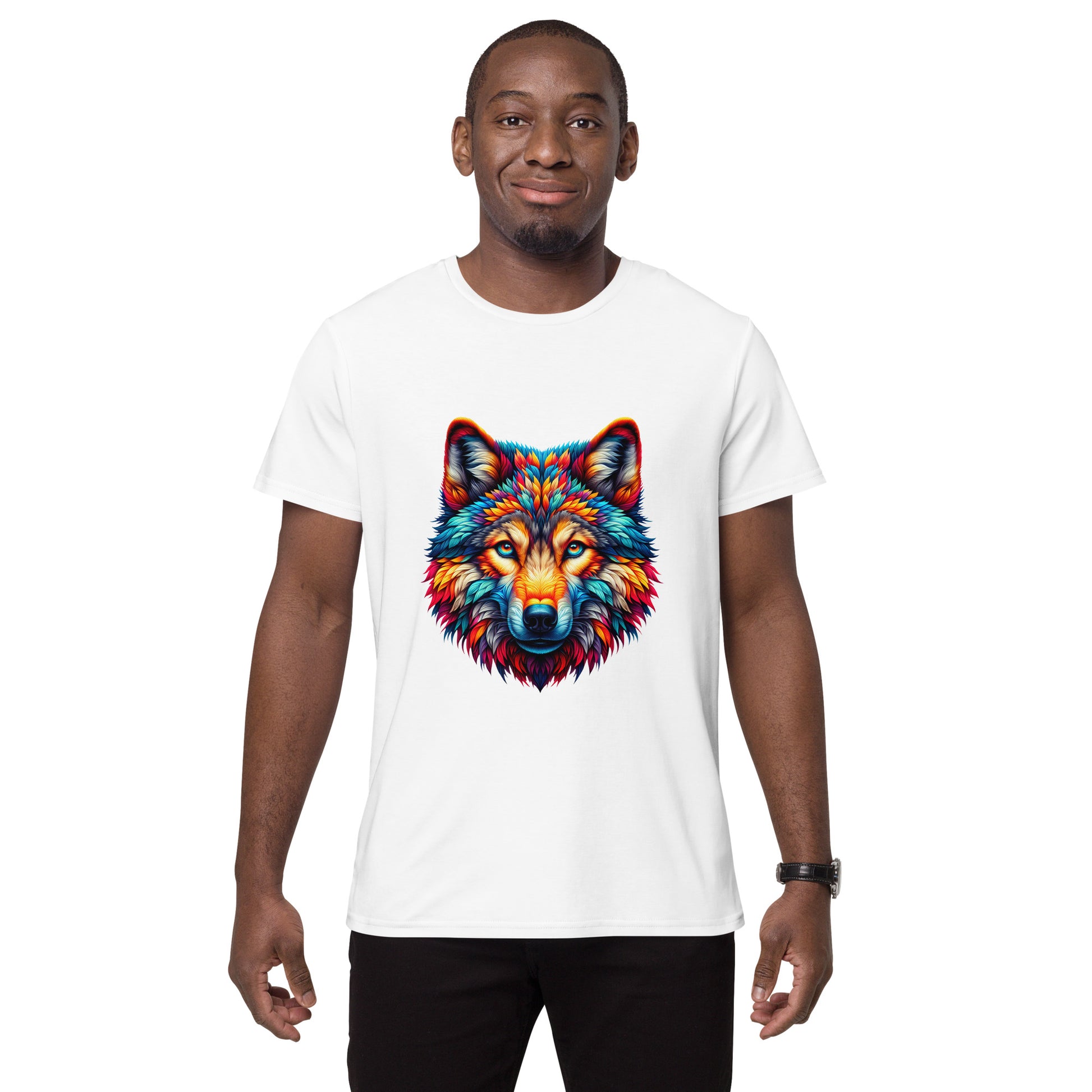 Colourful graffiti wolf head t-shirt design
