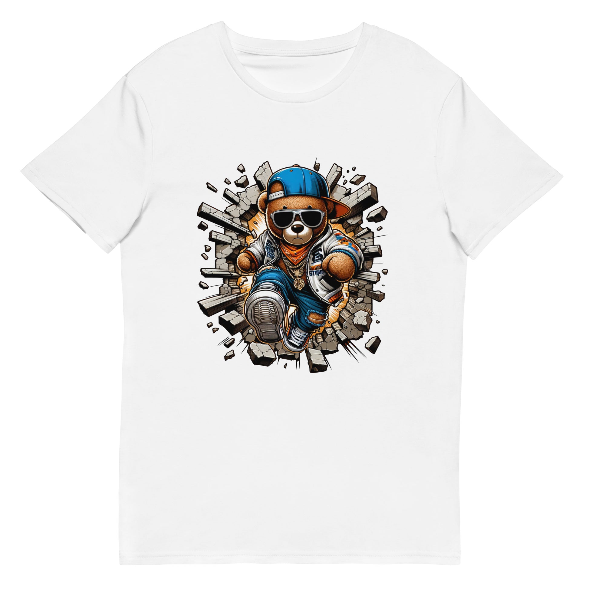 Hip Hop Teddy Bear streetwear t shirt breaking wall graffiti style design DTF print