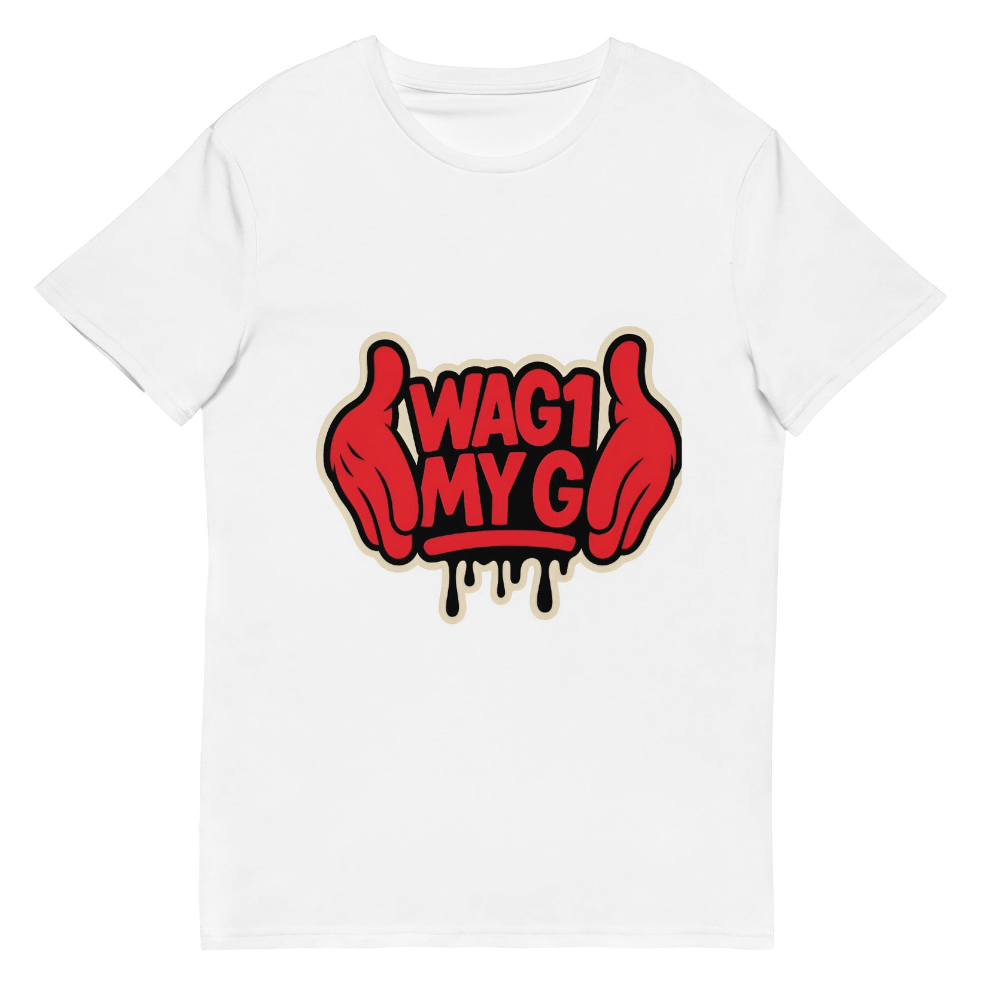 Hip hop style graphic tee wag1 my g on white tee