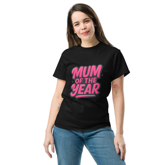 pink mum of the year slogan graphic for t shirt design