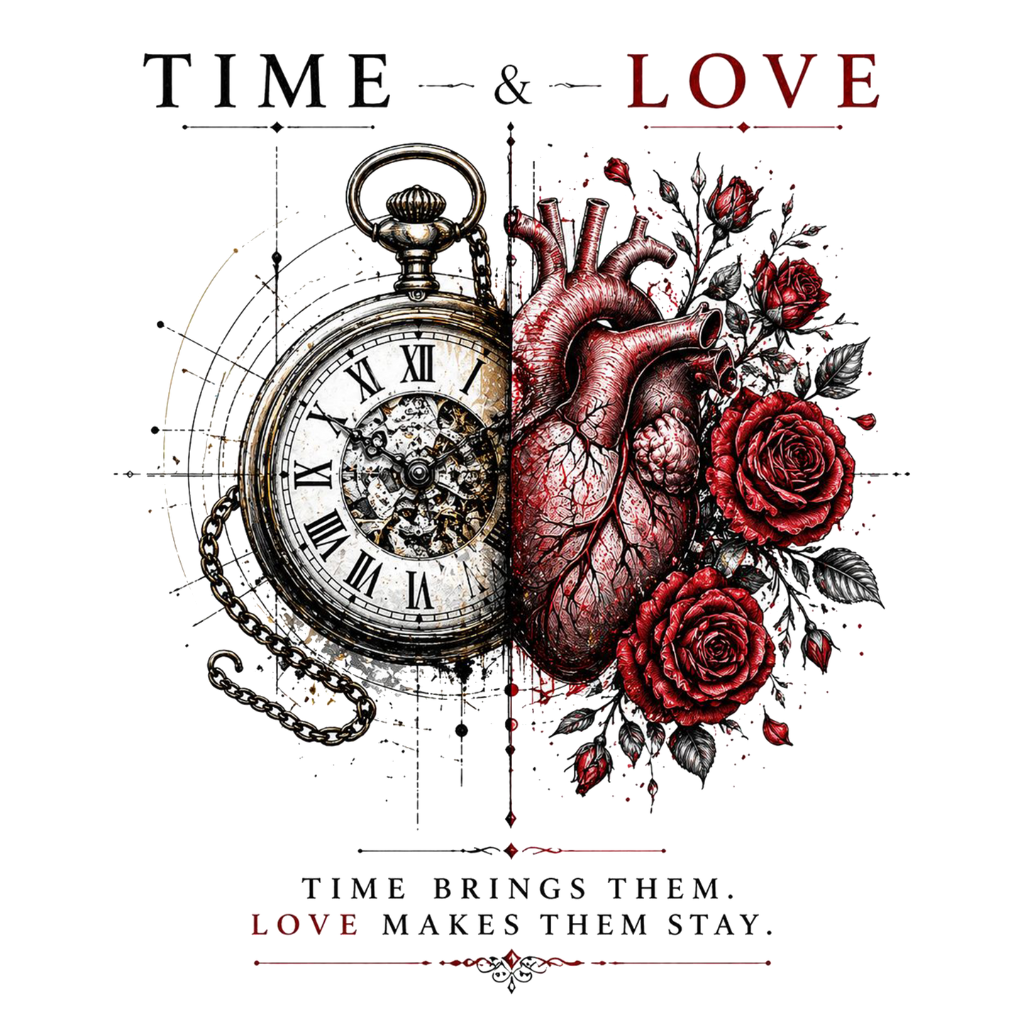 Time Brings Them Love Makes Them Stay Graphic T-Shirt UK | Romantic Loyalty Quote Tee