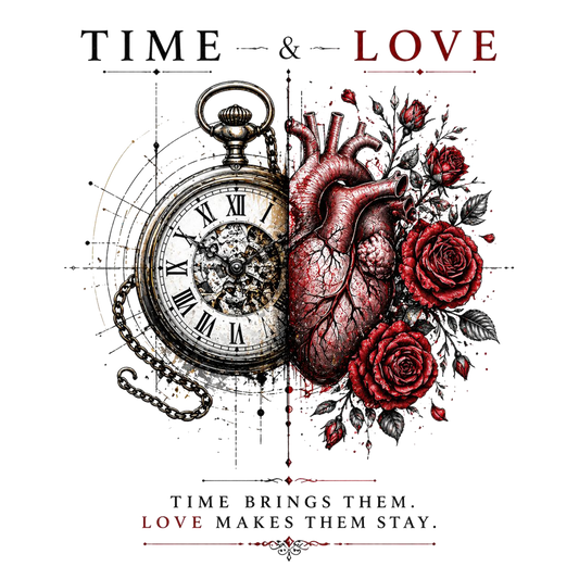 Time Brings Them Love Makes Them Stay Graphic T-Shirt UK | Romantic Loyalty Quote Tee