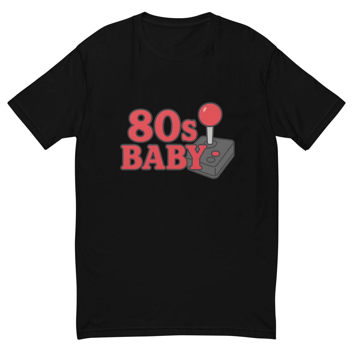 80s Baby T shirt design featuring a retro gaming joystick graphic, perfect for vintage gamer apparel, 80s themed clothing and nostalgic arcade style printed with high quality DTF printing UK