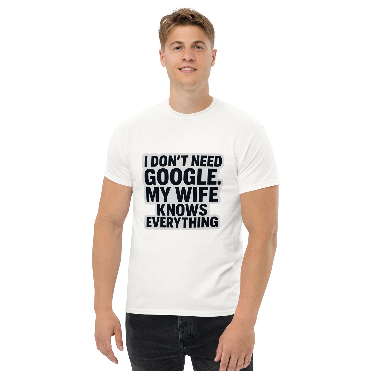 Funny wife Google quote graphic design with bold lettering for a humorous T-shirt.