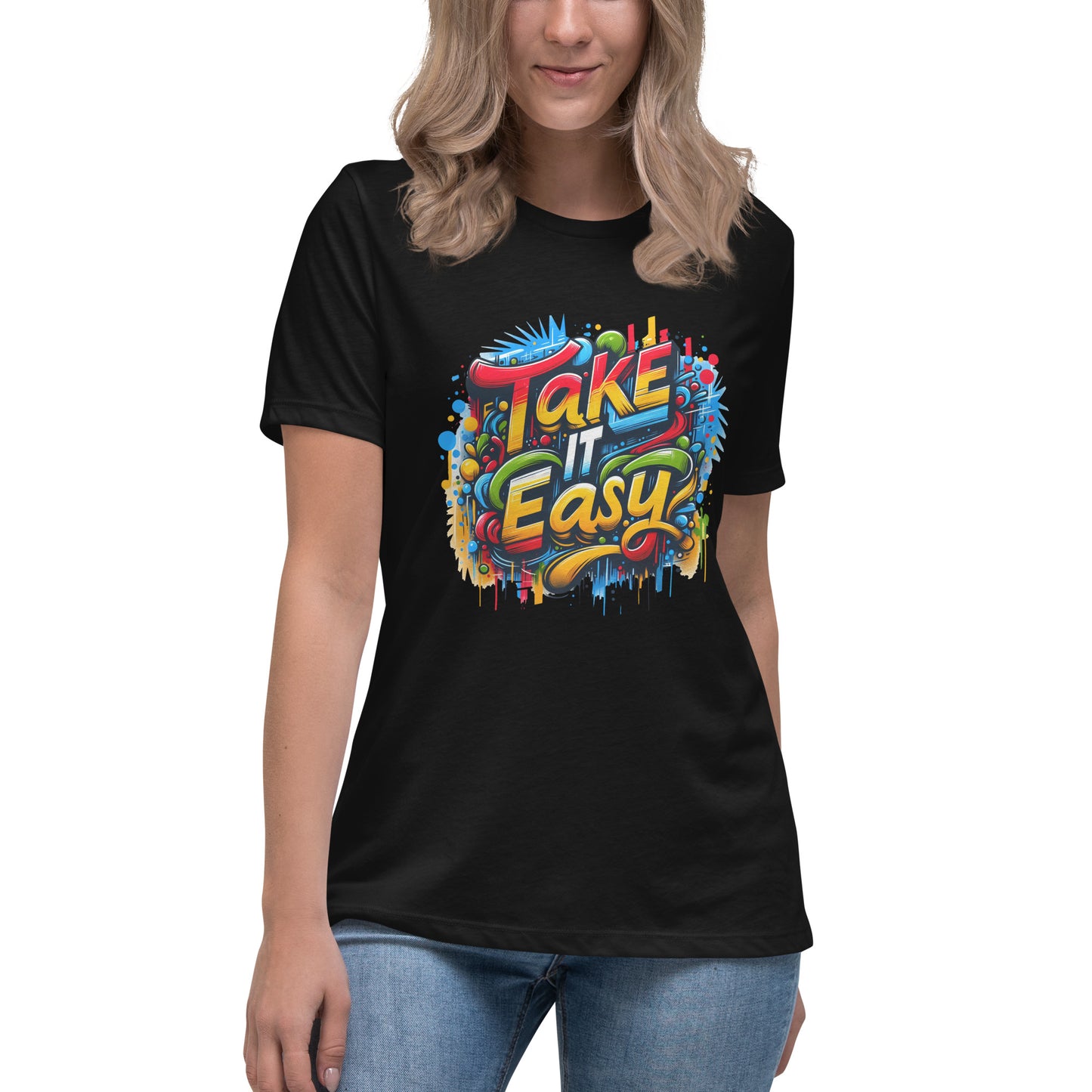 graffiti style take it easy colourful t-shirt streetwear design

