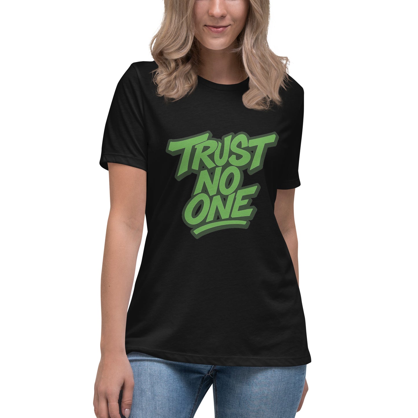 Trust No One streetwear t-shirt bold graphic front view